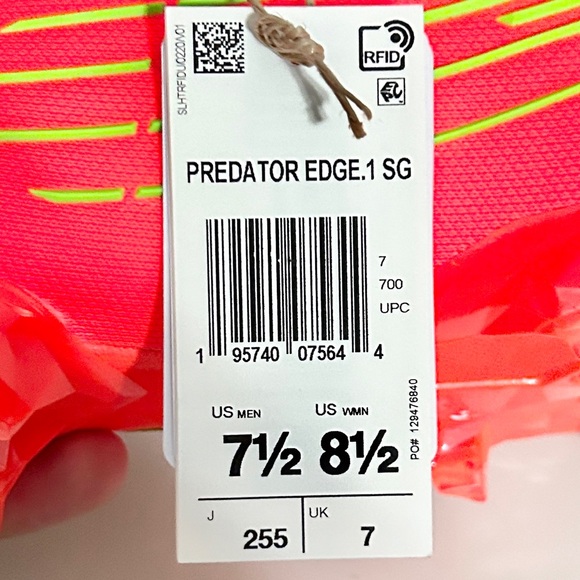 Adidas Predator Edge.1 SG “Solar Red Green” Men’s Size 7.5-10.5 Soccer Cleats - Picture 10 of 13